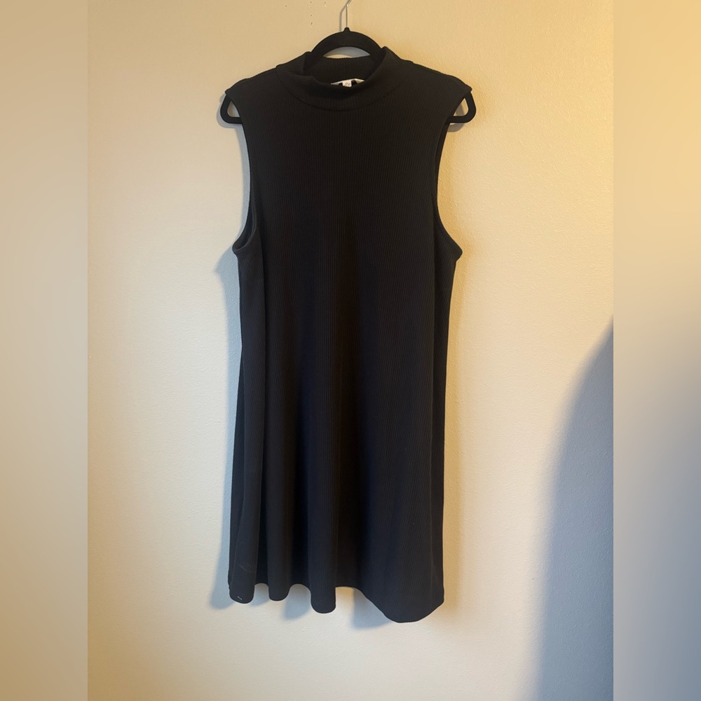 Time and Tru Black Ribbed Sleeveless Turtleneck Dress